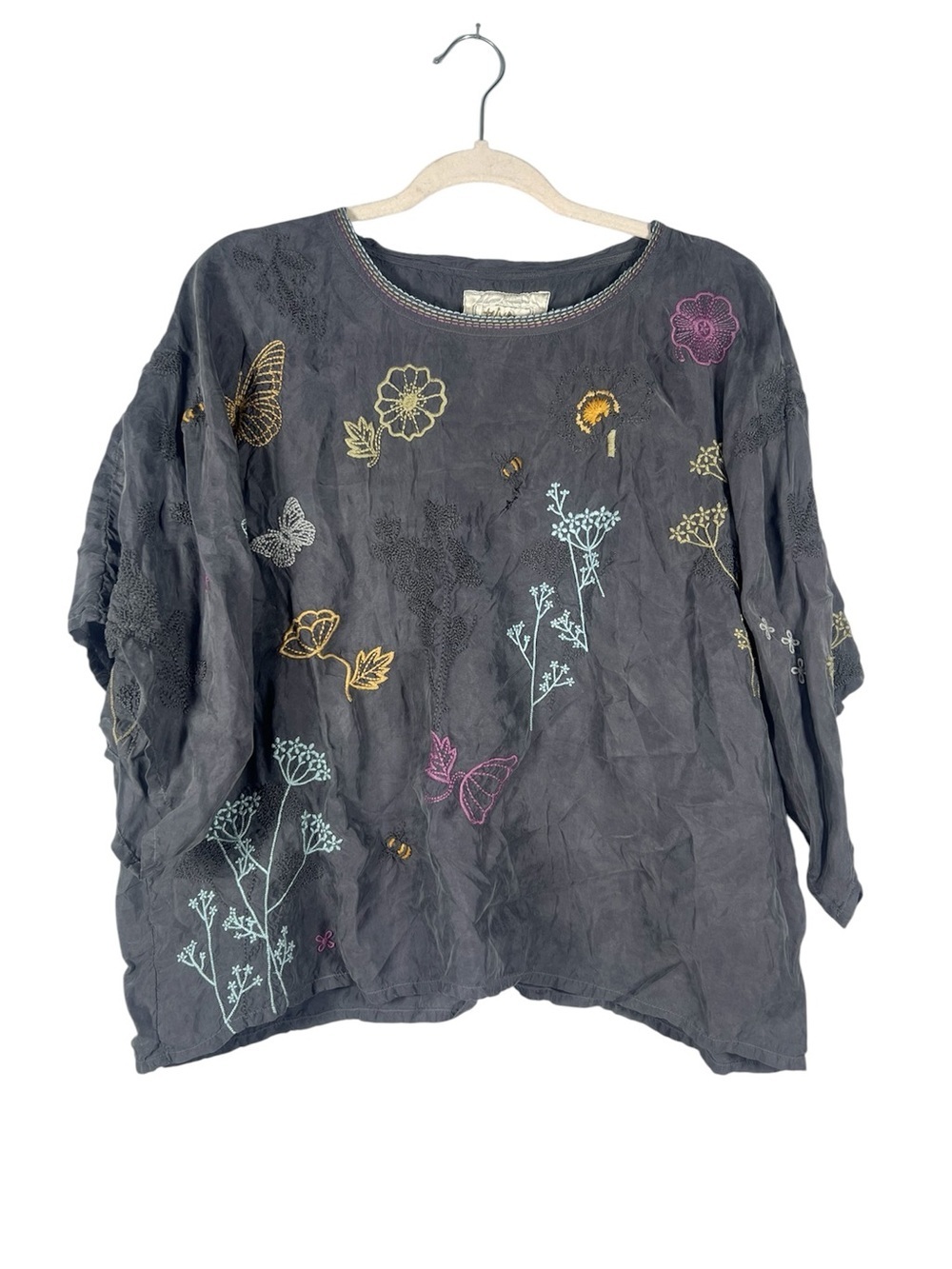 Biya Johnny Was Embroidered Blouse Top Medium